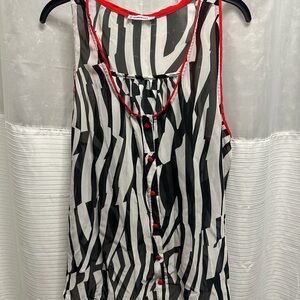 Black and White Striped Sleeveless Top